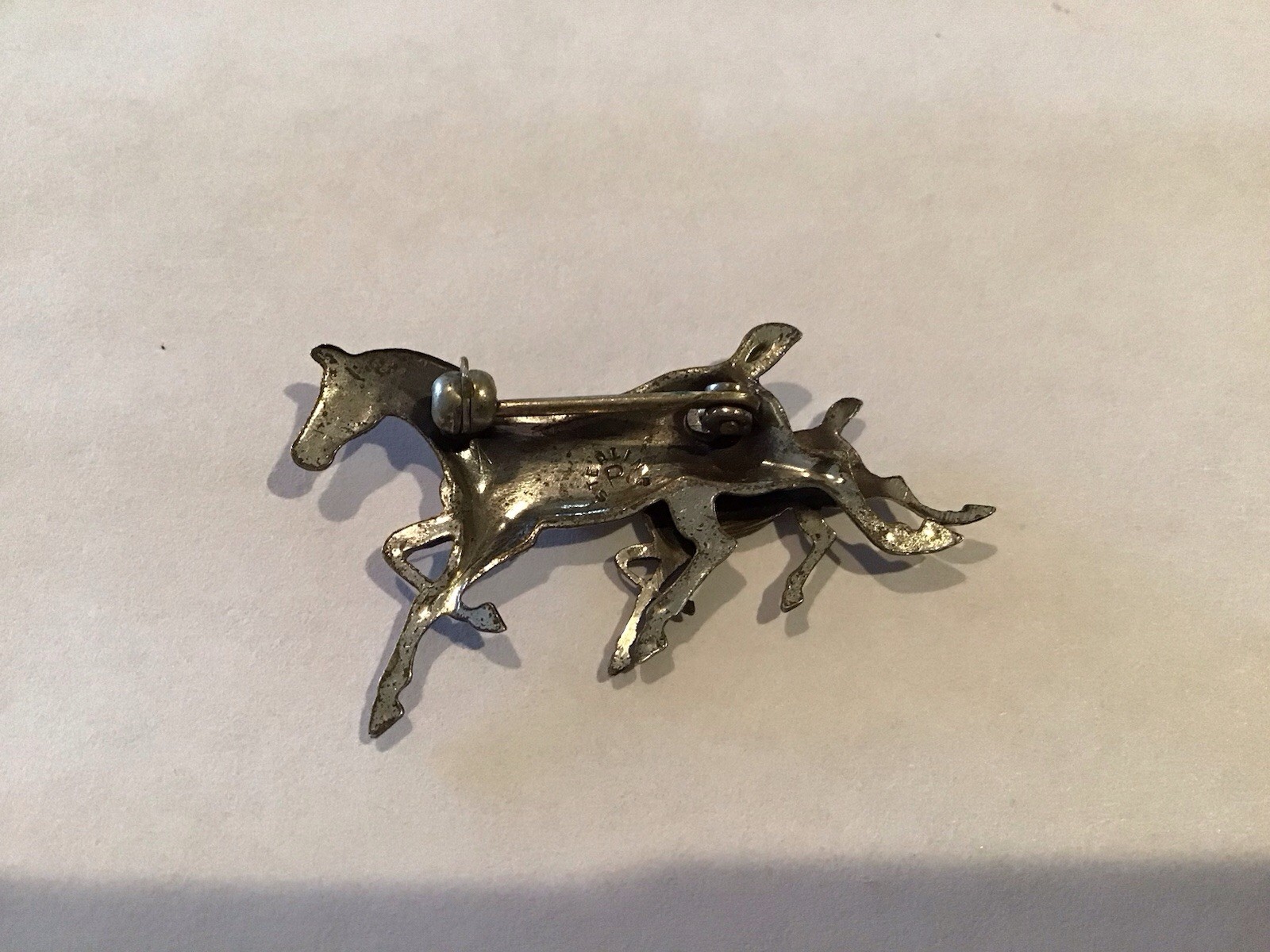 Sterling Silver Running Horse And Colt 1 1/2” Pin