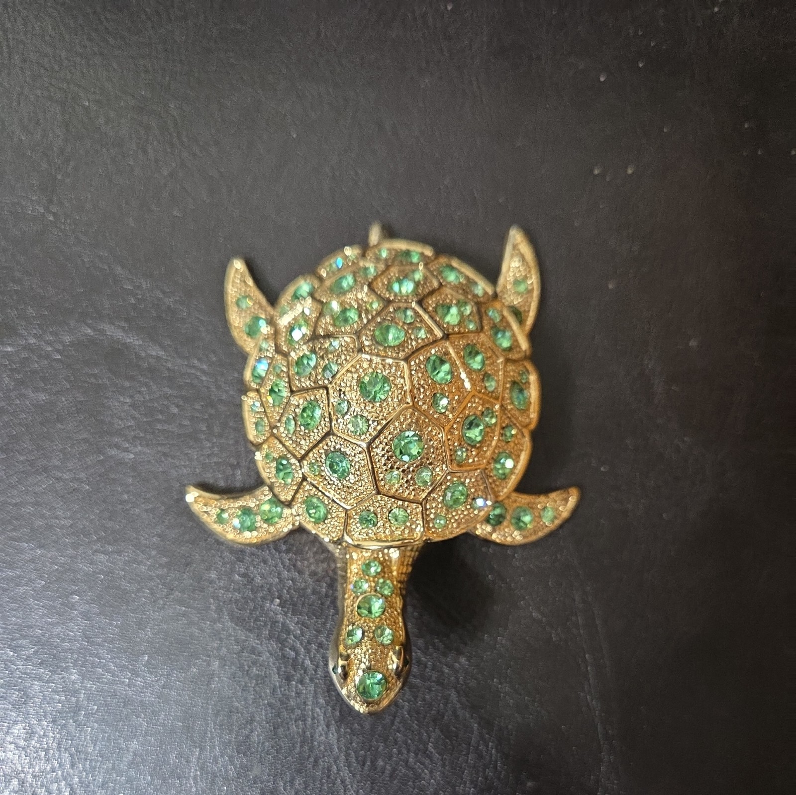 New Vintage Green Turtle with green rhinestones around it .25 .00 Dollars. New