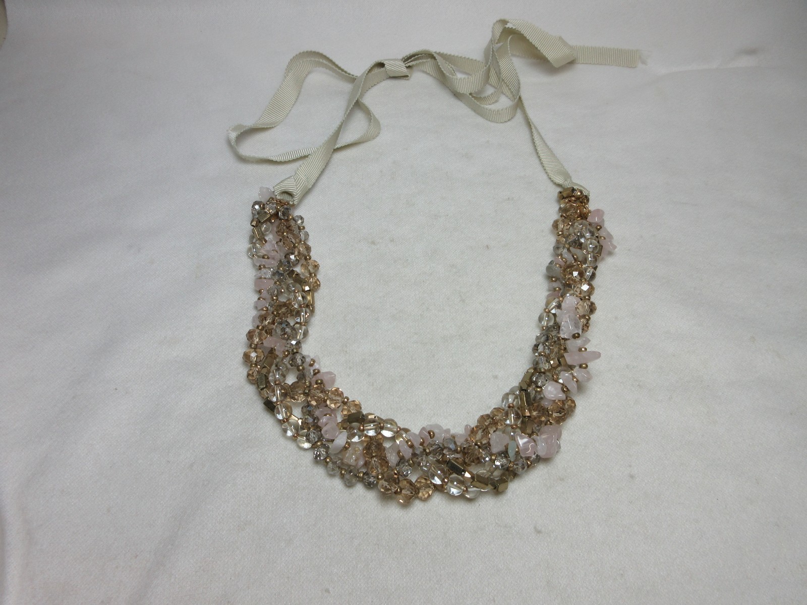 LOFT PINK STONE RIBBON NECKLACE #6