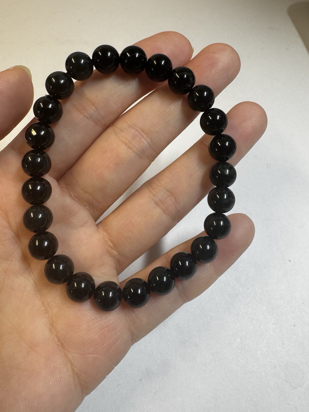 Natural Burmese A-Grade black Jade jadeite 7-8mm 25 beads stretch bracelet new