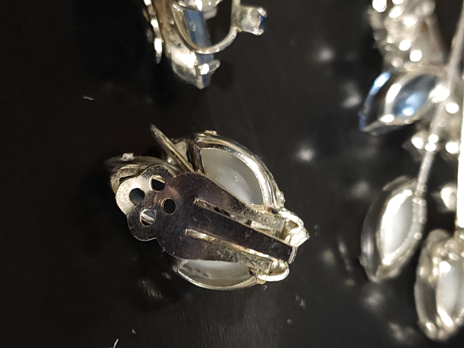 Juliana Delizza & Elster Blue Rhinestone and Glass Clip on Earrings and Brooch