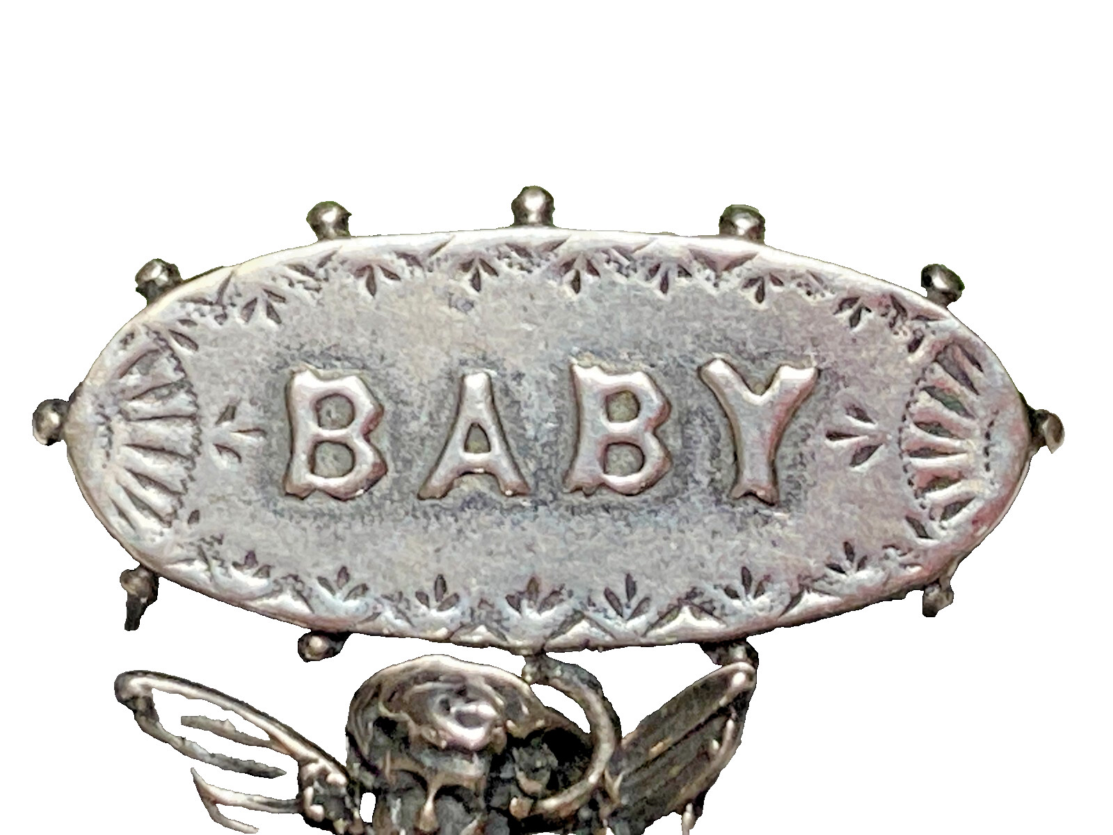Exceptionally Rare T Foree Sterling Silver “BABY” Angel Cherub Victorian Brooch
