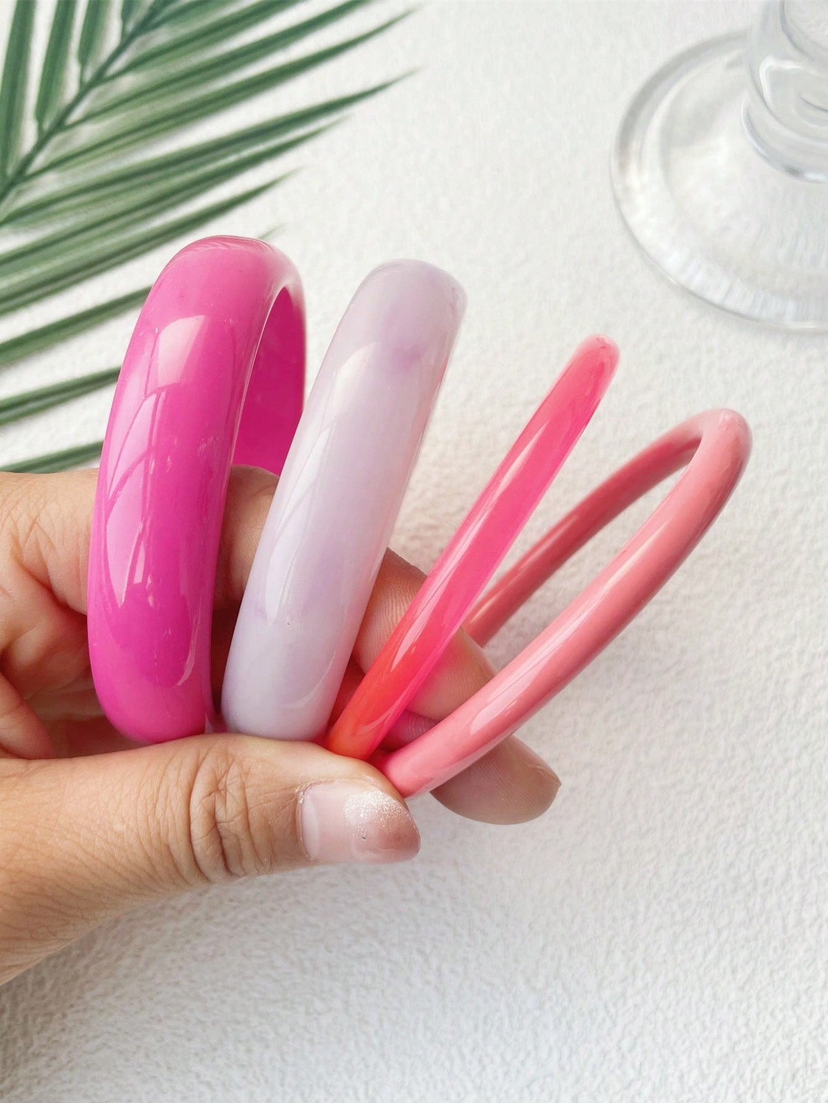 4pcs Multicolor 13 Resin Acrylic Bangle Bracelets For Women Daily Wear