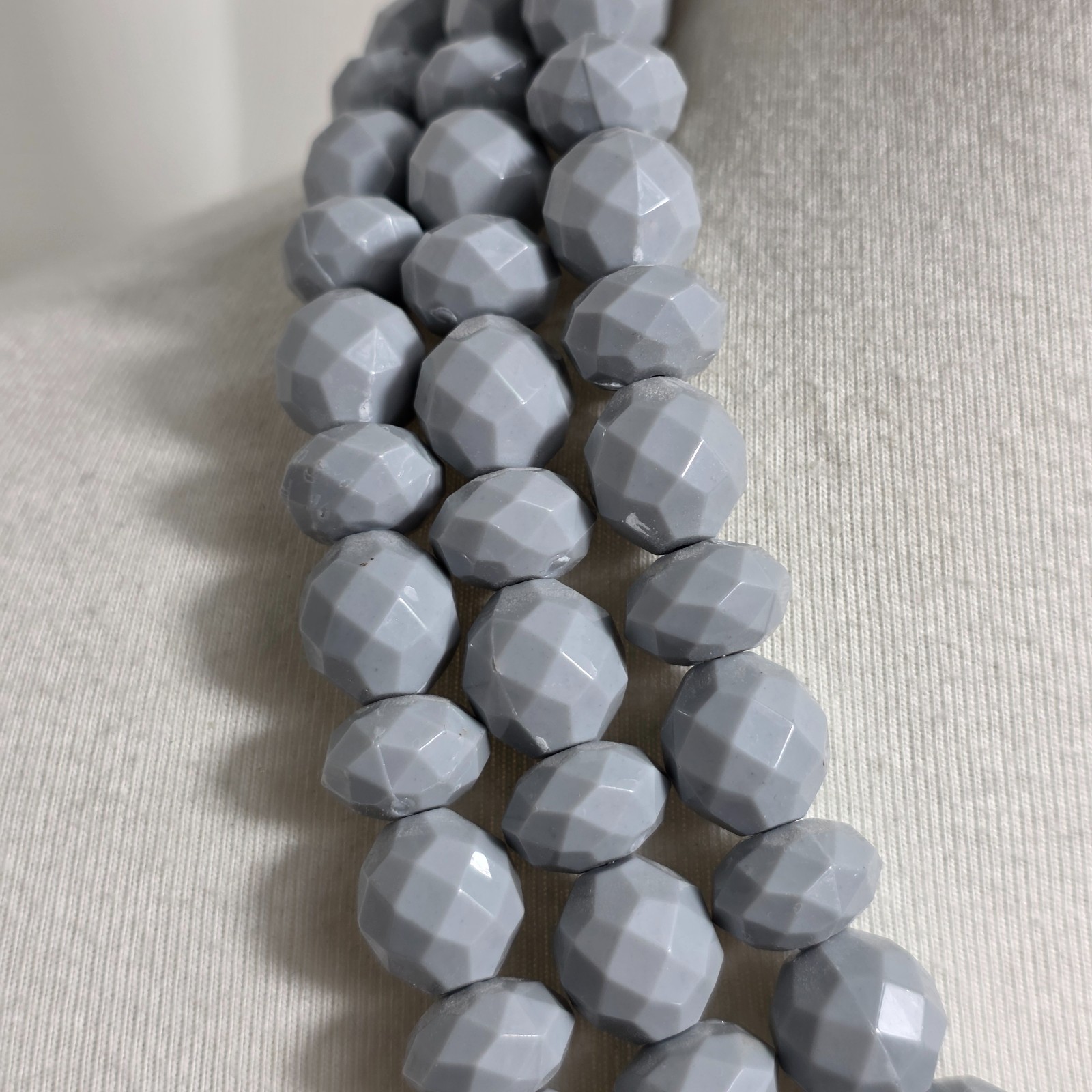Sugarfix by BaubleBar Triple Strand Statement Necklace Gray Faceted Beads