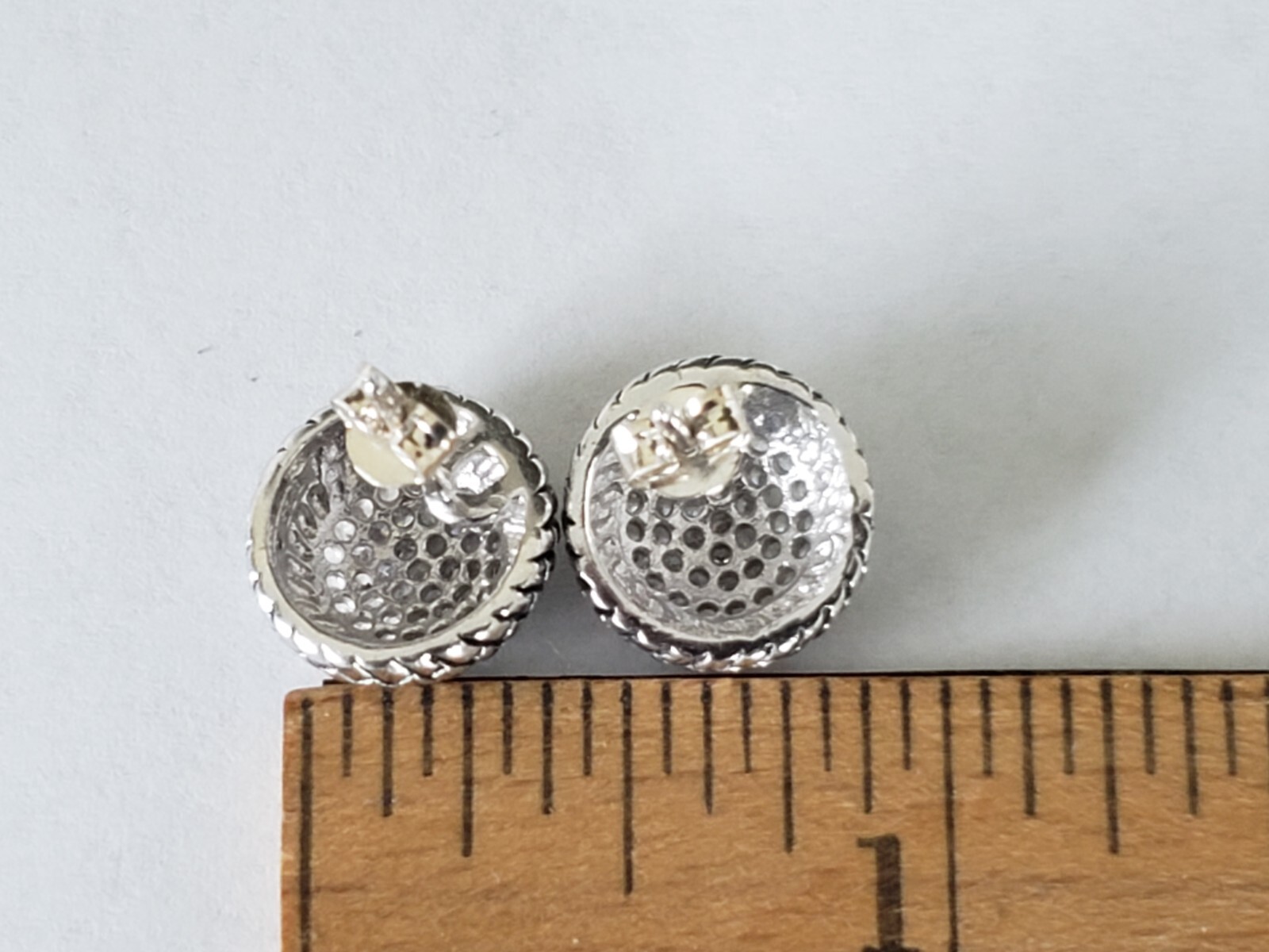 Sterling Silver CZ’s Cluster Round Stud Earrings – Missing Stone