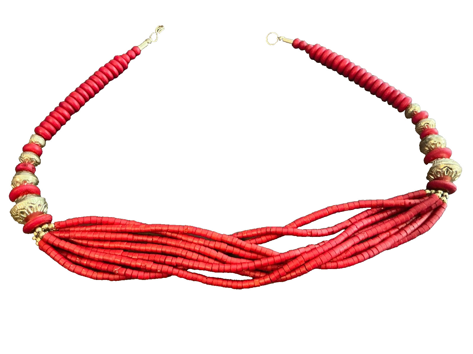 Vintage Natural Mediterranean Deep Red Coral Beads Necklace 21”