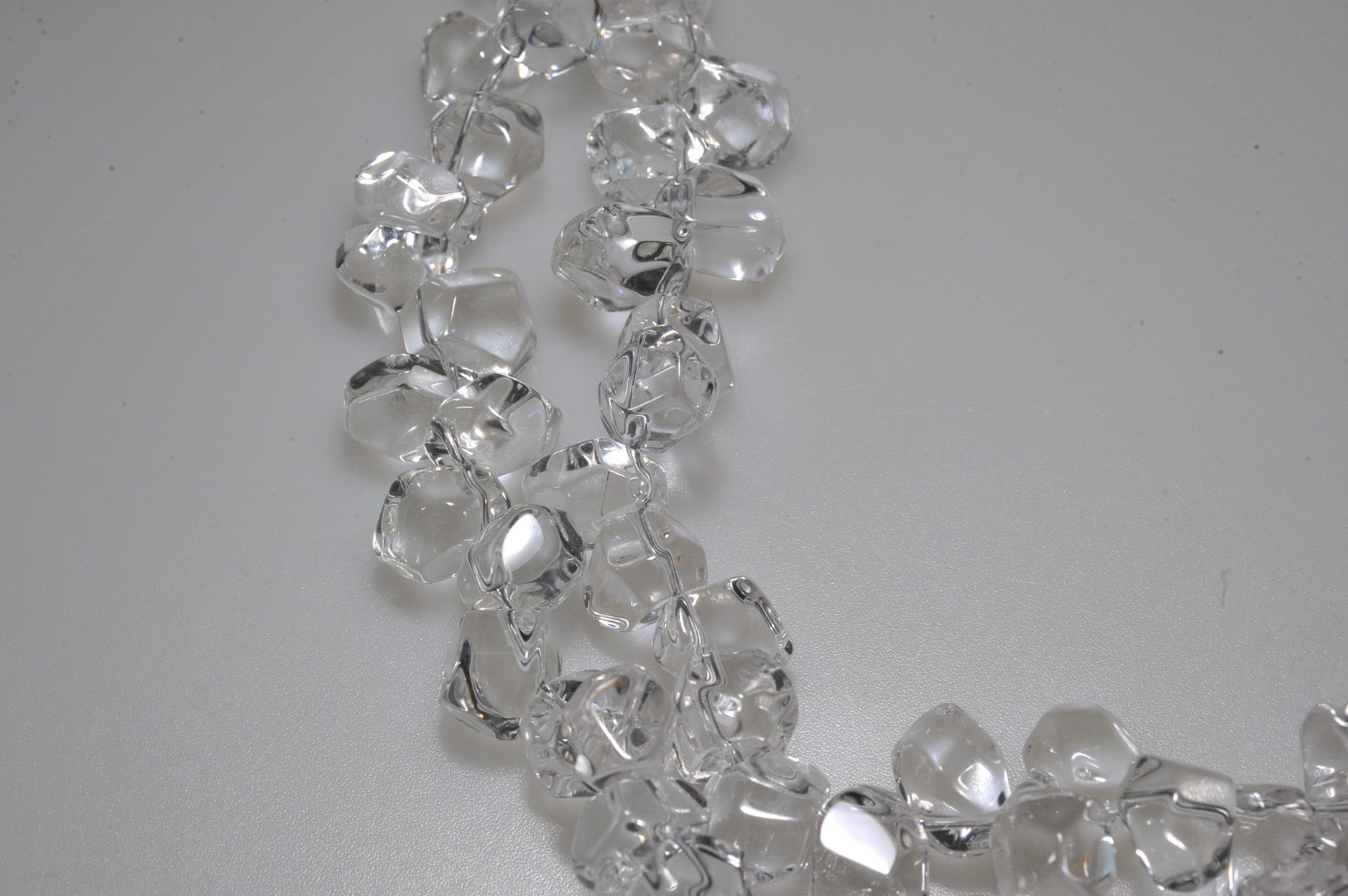 VTG clear rock quartz crystal tumbled polished sterling clasp necklace 258 Grams