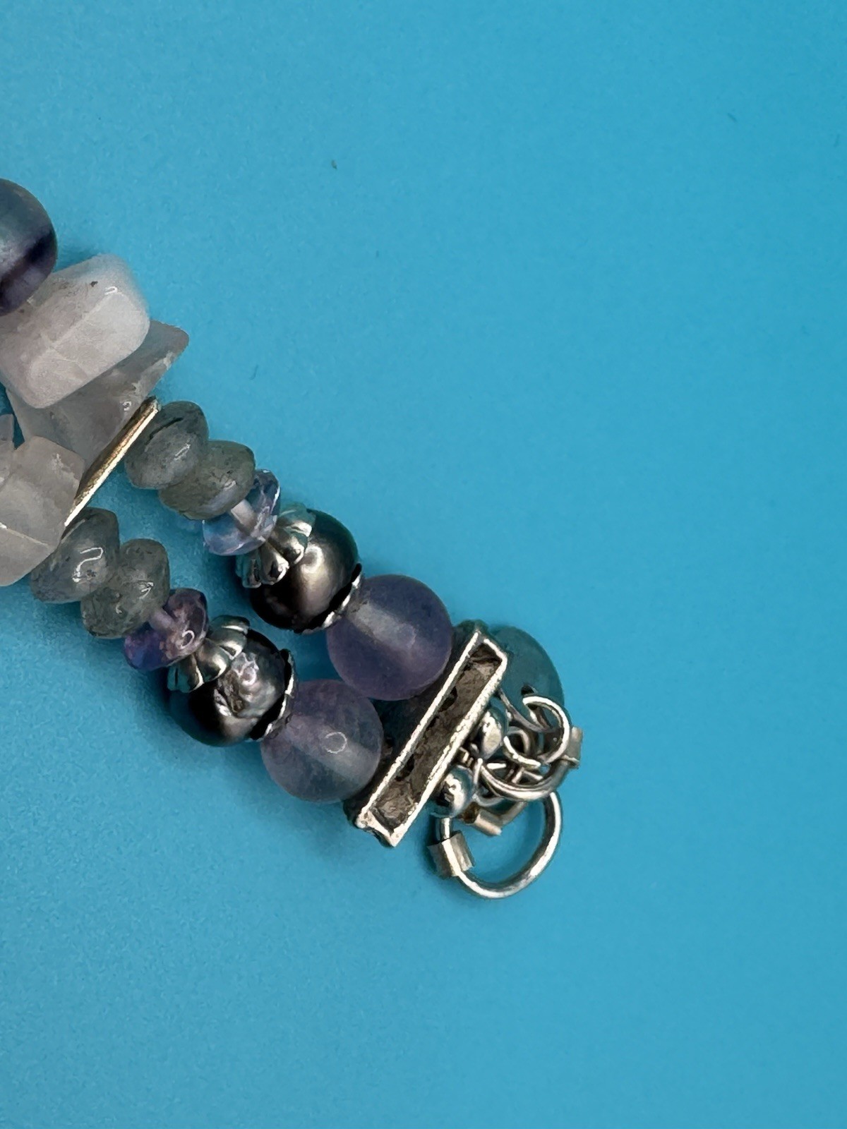 Artisan Made Signed Double Strand Pearl Bali Beads & Toggle Clasp Bracelet