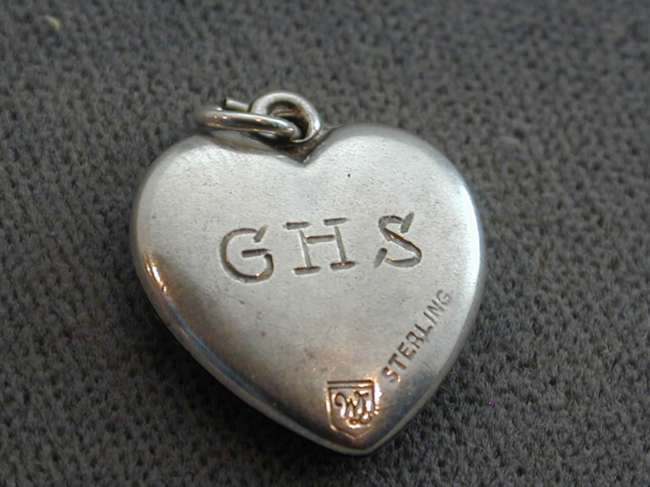 Antique Walter Lampl Hand Painted Guilloche Enamel Puff Heart Charm