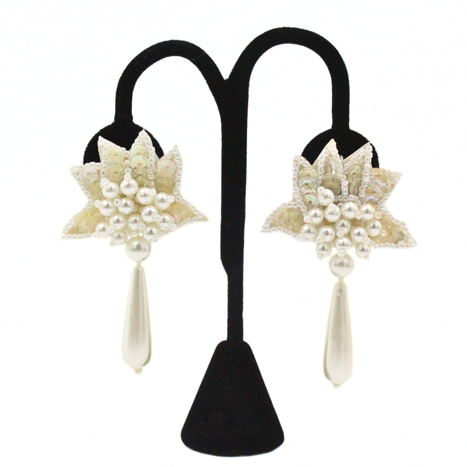 Classic Tear Drop Faux Pearl Cluster Acrylic Beach Dangle Drop Earrings