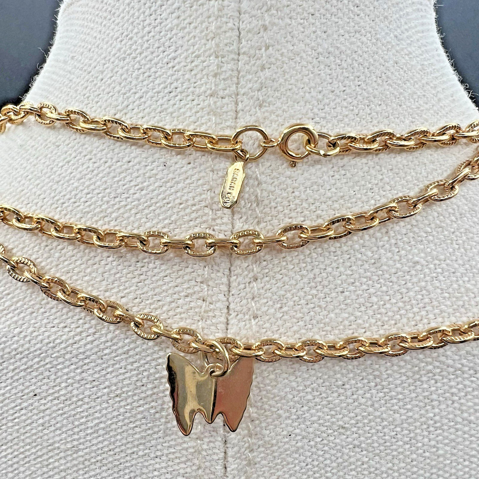 Sarah Coventry Butterfly Necklace Convertible Layered Gold Tone Opera 33″ + 20″