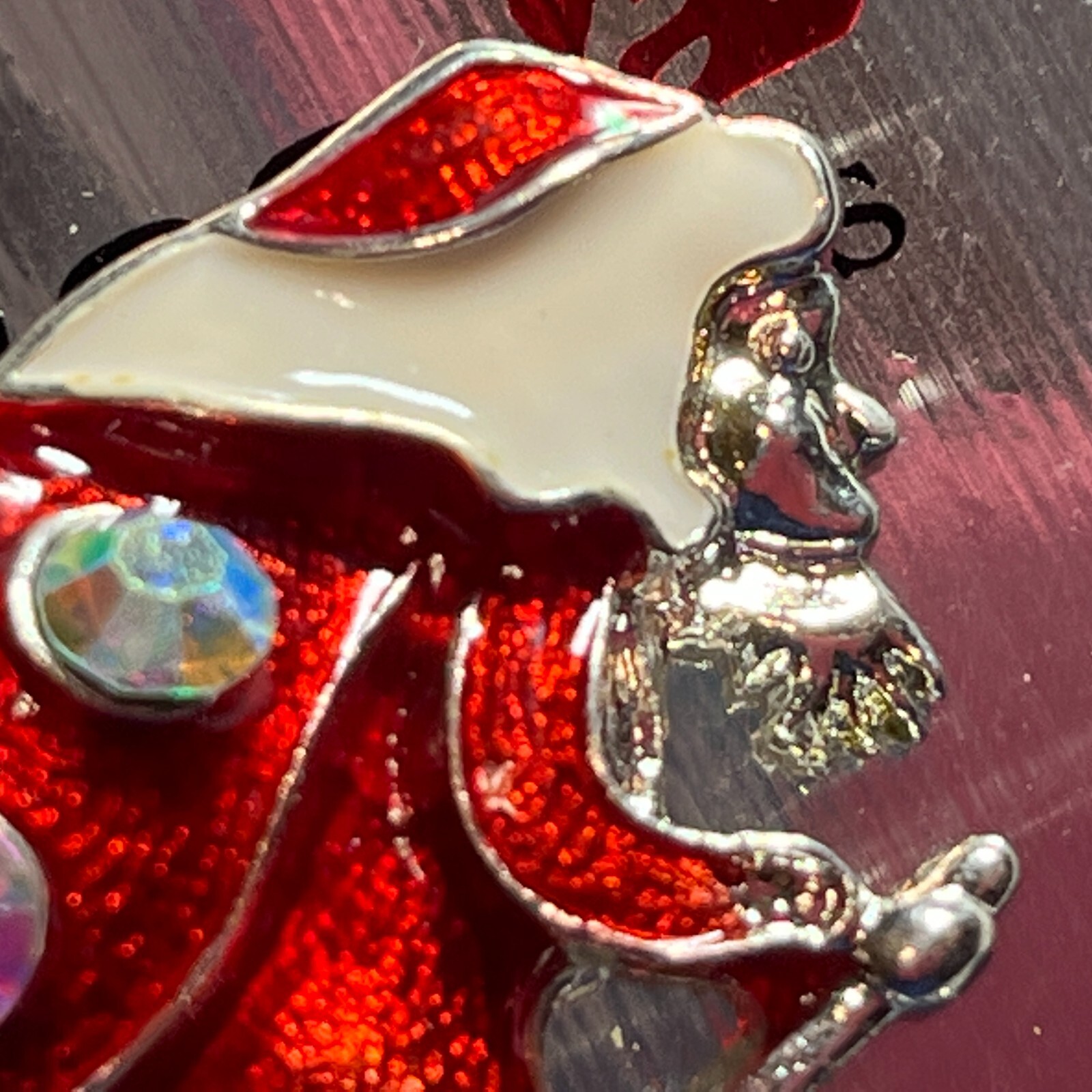 Skiing Santa Christmas Lapel Pin Brooch