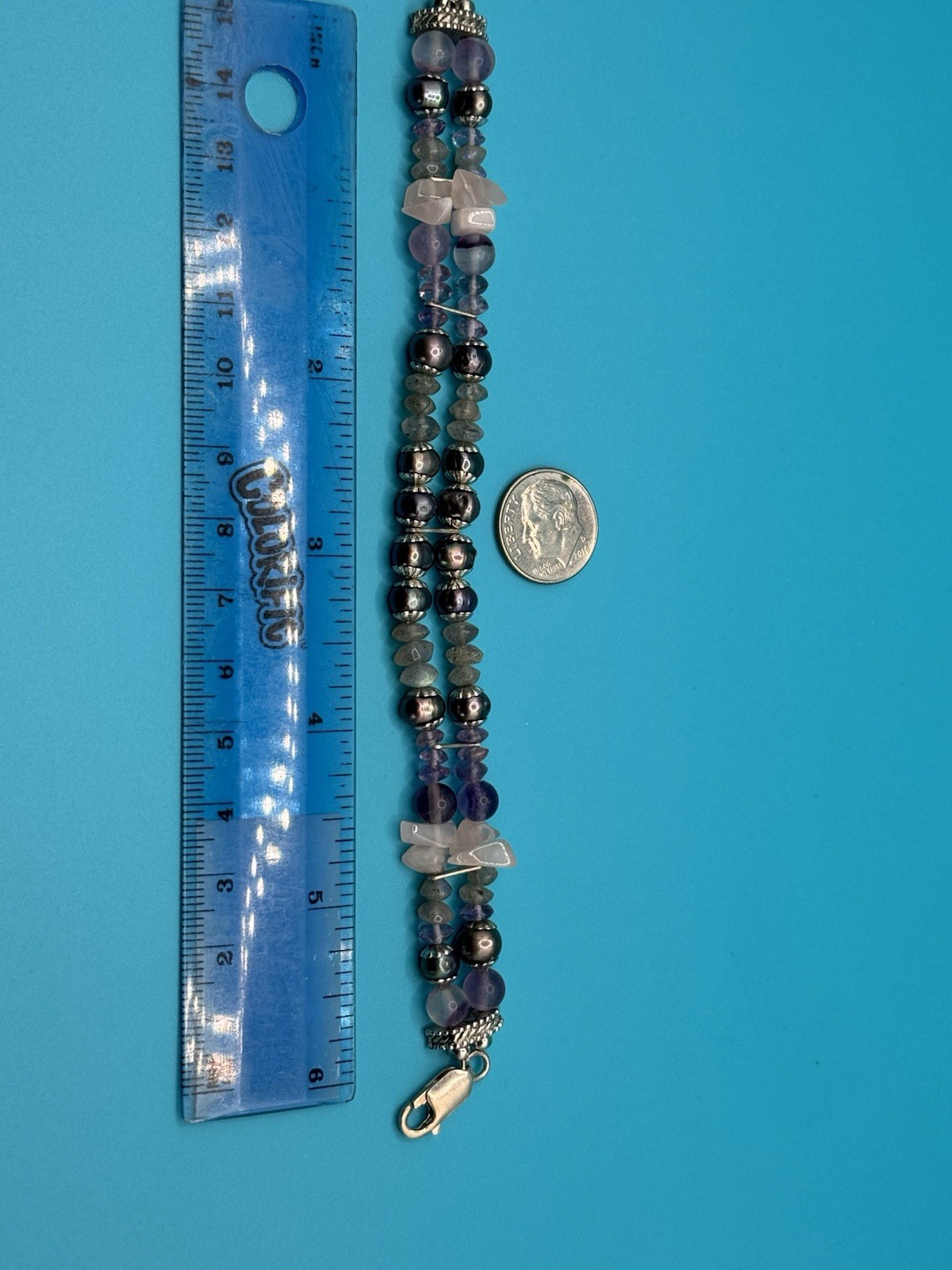 Artisan Made Signed Double Strand Pearl Bali Beads & Toggle Clasp Bracelet