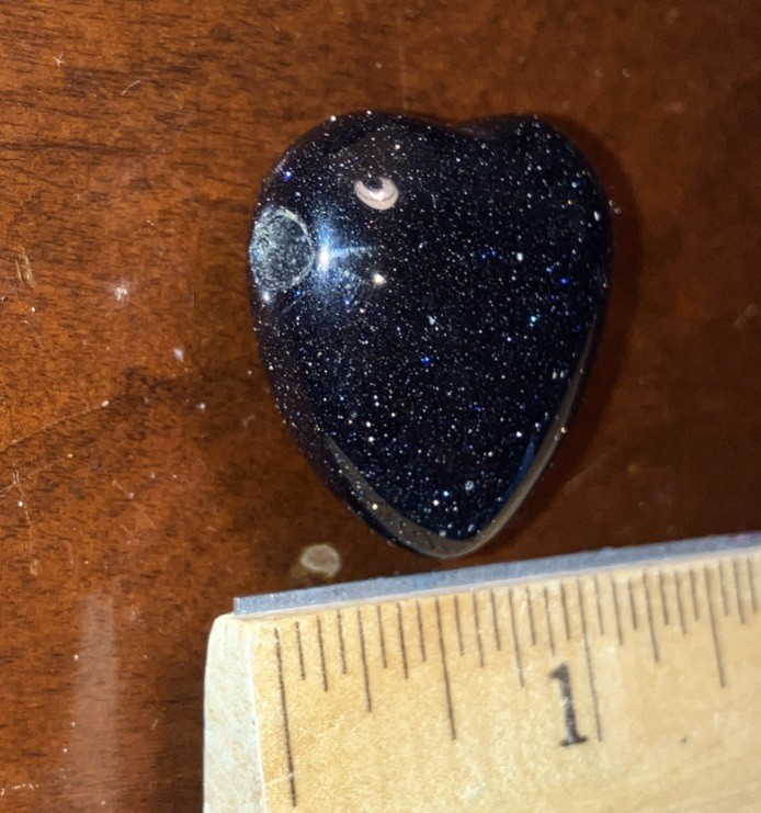 Heart Shaped Pendant Goldstone Dark Blue Sparkling Silica Glass