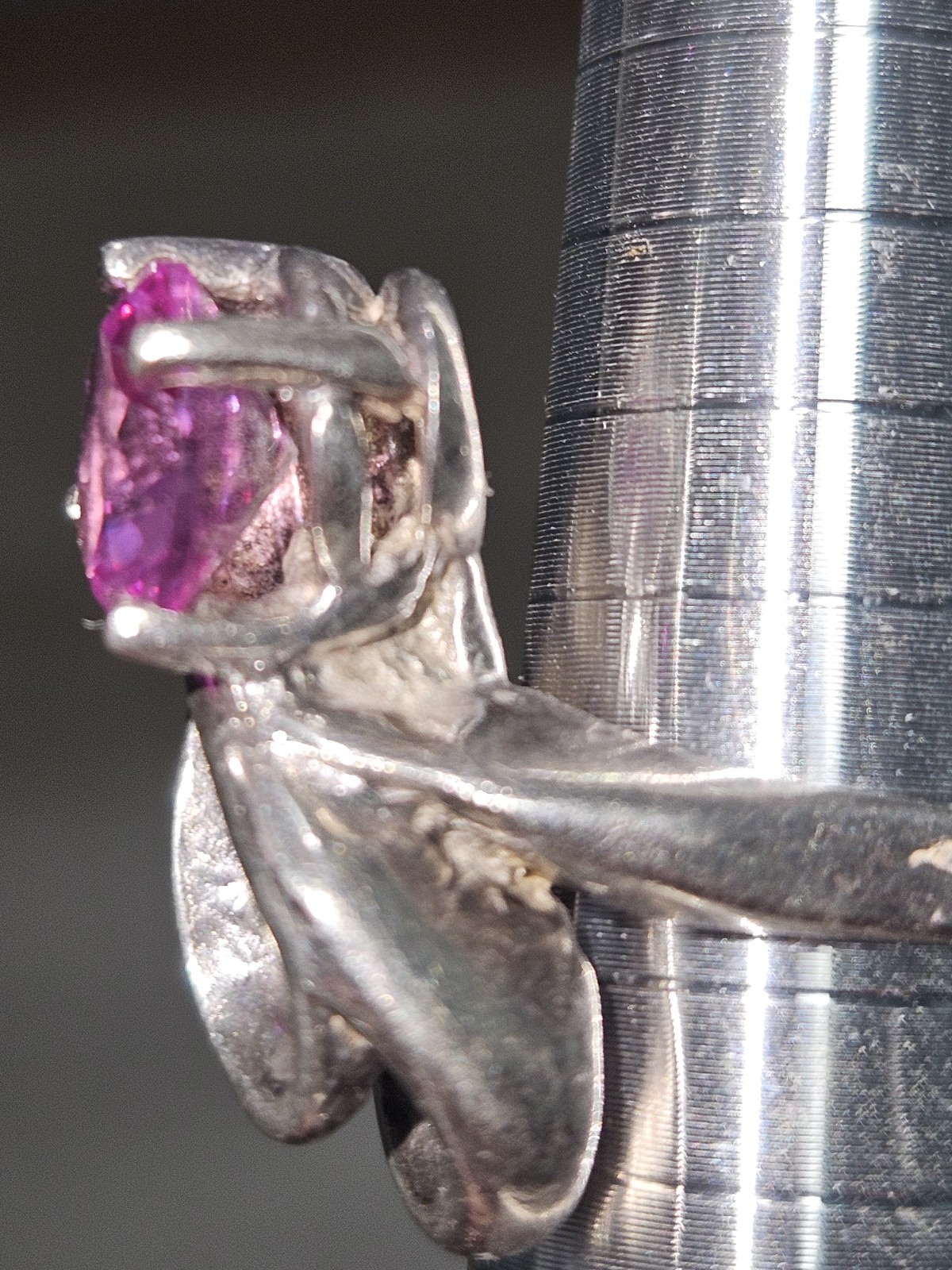 Beatiful & Vintage, Pink CZ 925 Silver Ring 8.2 g Sz 4.75