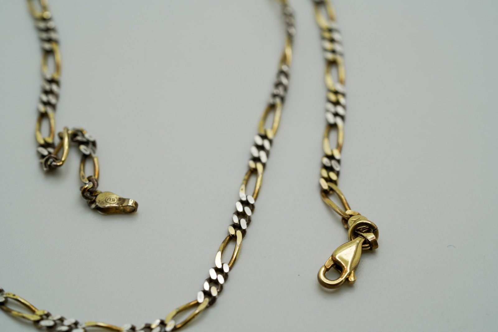 Vintage Gold Over Sterling Silver Figaro Necklace 18” X 3mm JB11