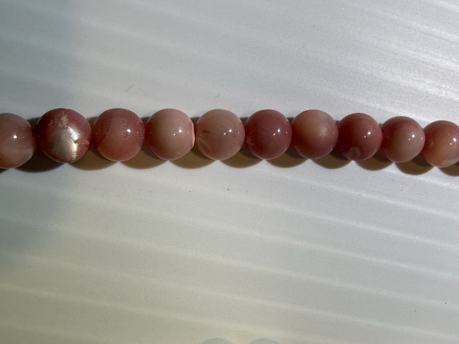Vintage Pink Agate Bead Necklace Set 2pc Natural Stone 30in & 16.5in