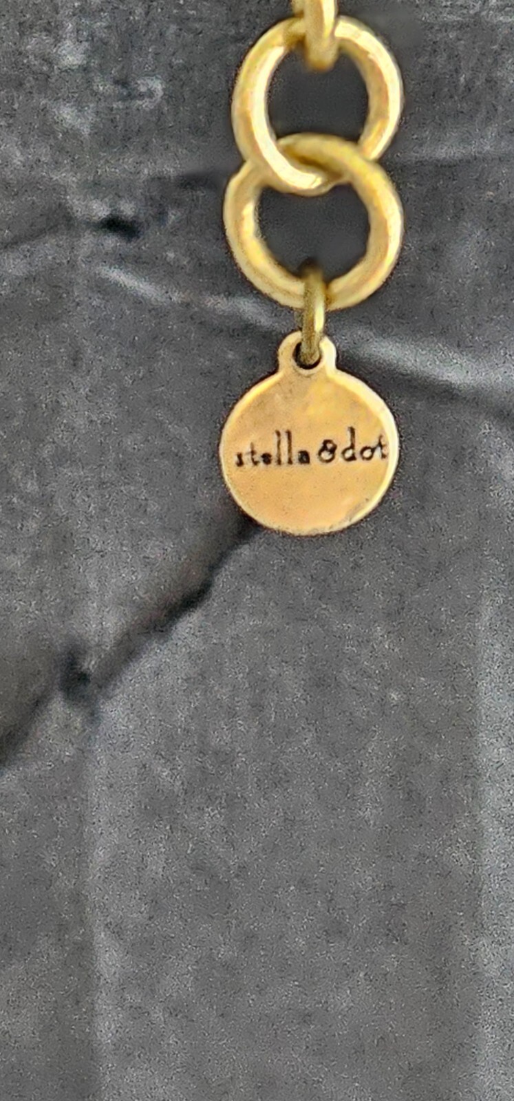 STELLA & DOT necklace gold tone chain gold black aqua stones & beads 14”