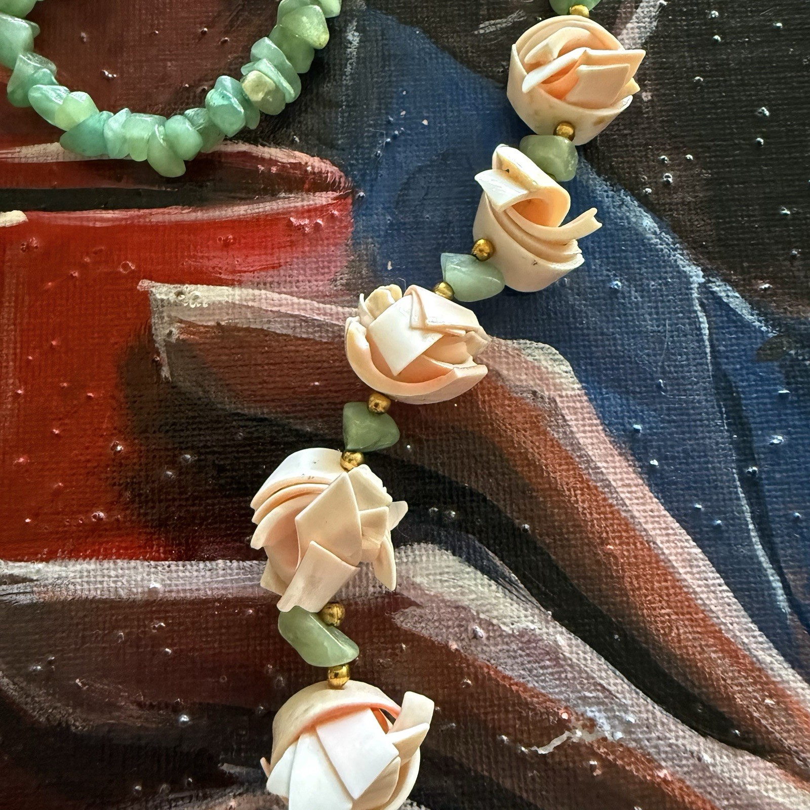 VTG Women’s Aventuri & Hand-Carved Pink Shell Flowers Statement Beaded Necklaces
