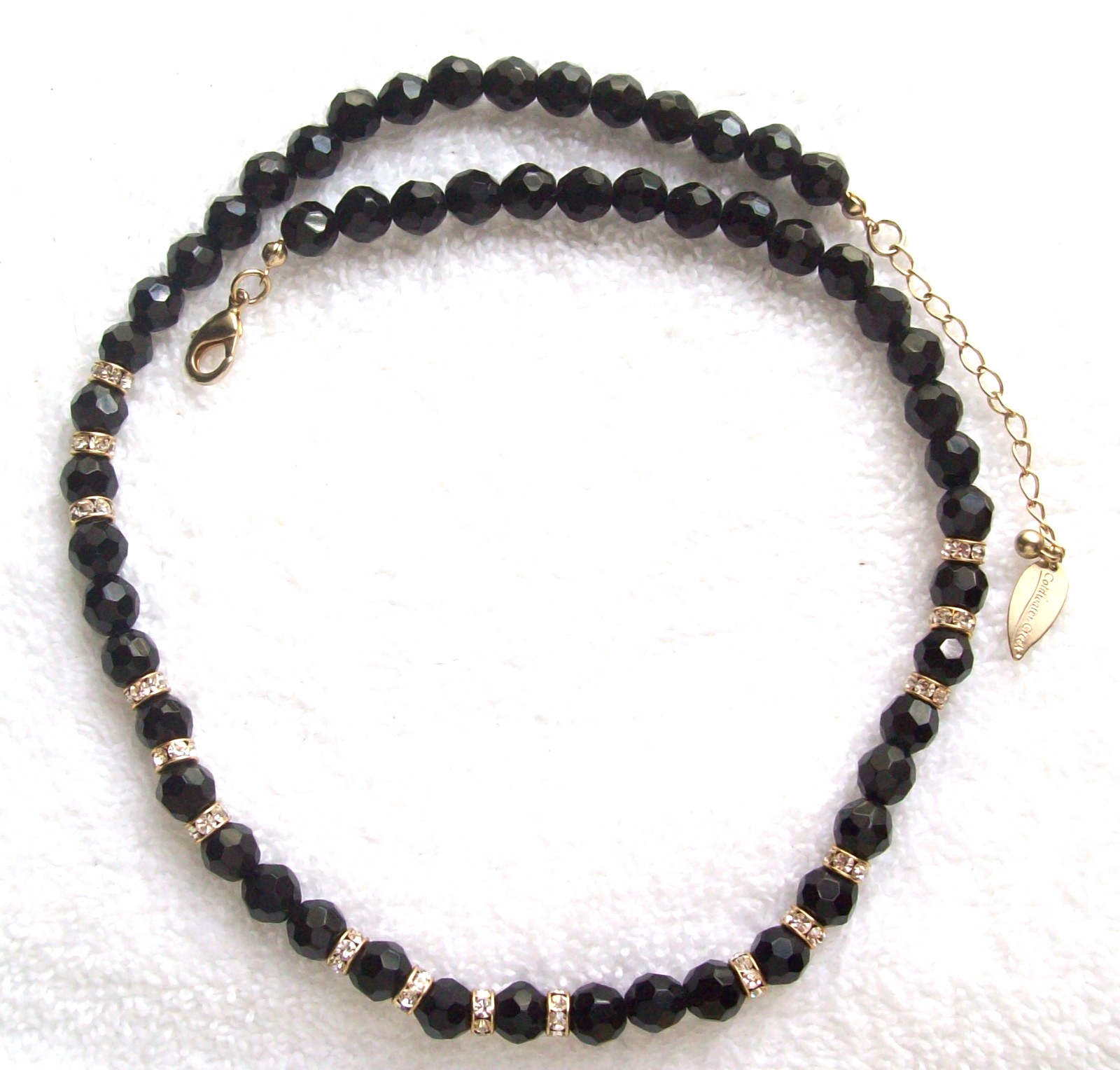 Vintage Classic Coldwater Creek Black & Clear Crystal Beaded Necklace