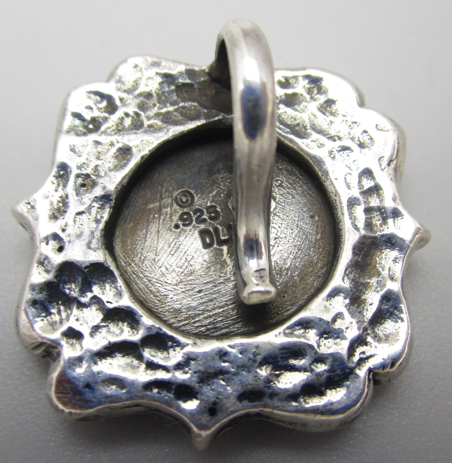 DIAN MALOUF STERLING 1″ MISSION CHURCH PENDANT WITH FANCY BORDER 