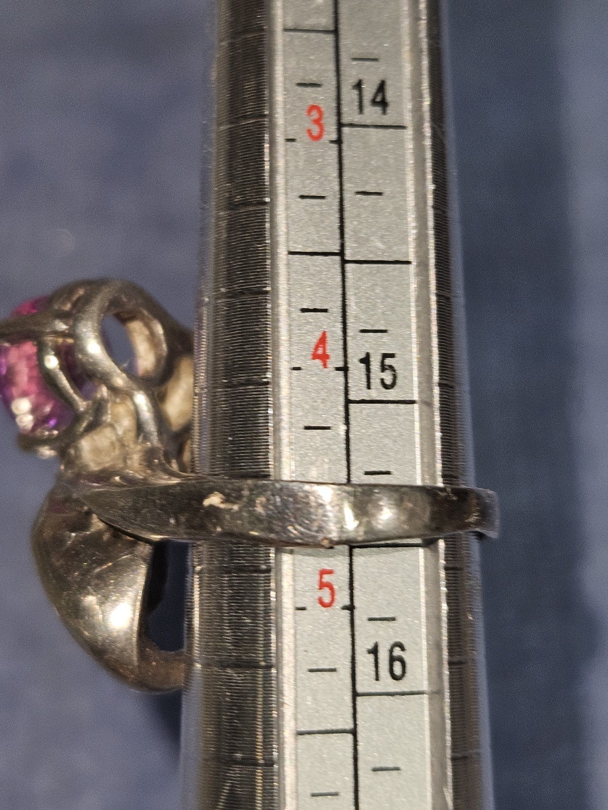 Beatiful & Vintage, Pink CZ 925 Silver Ring 8.2 g Sz 4.75