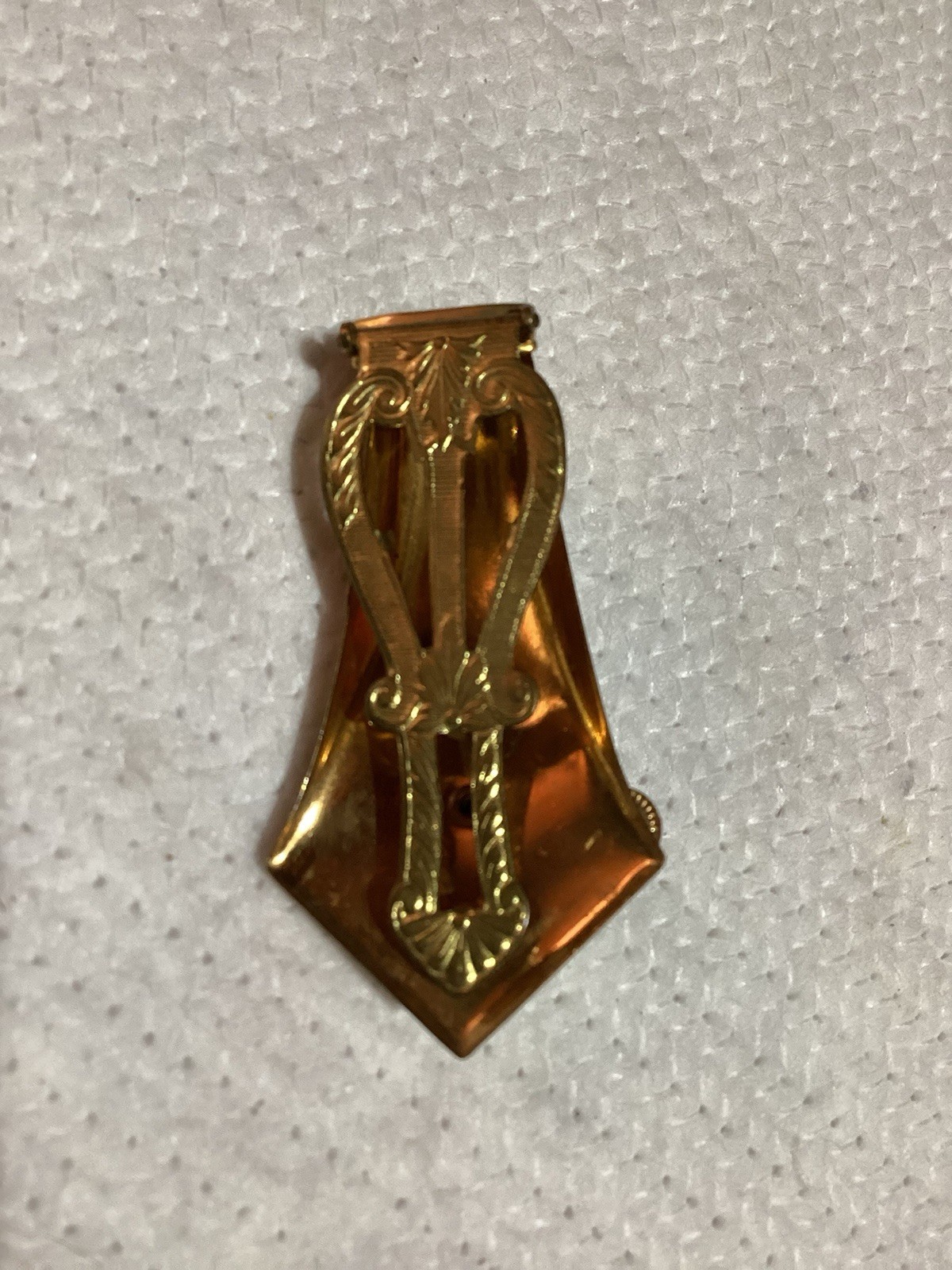 Vintage Gold Tone Fur Dress Clip With Faux Pears And Clear Rhinestones