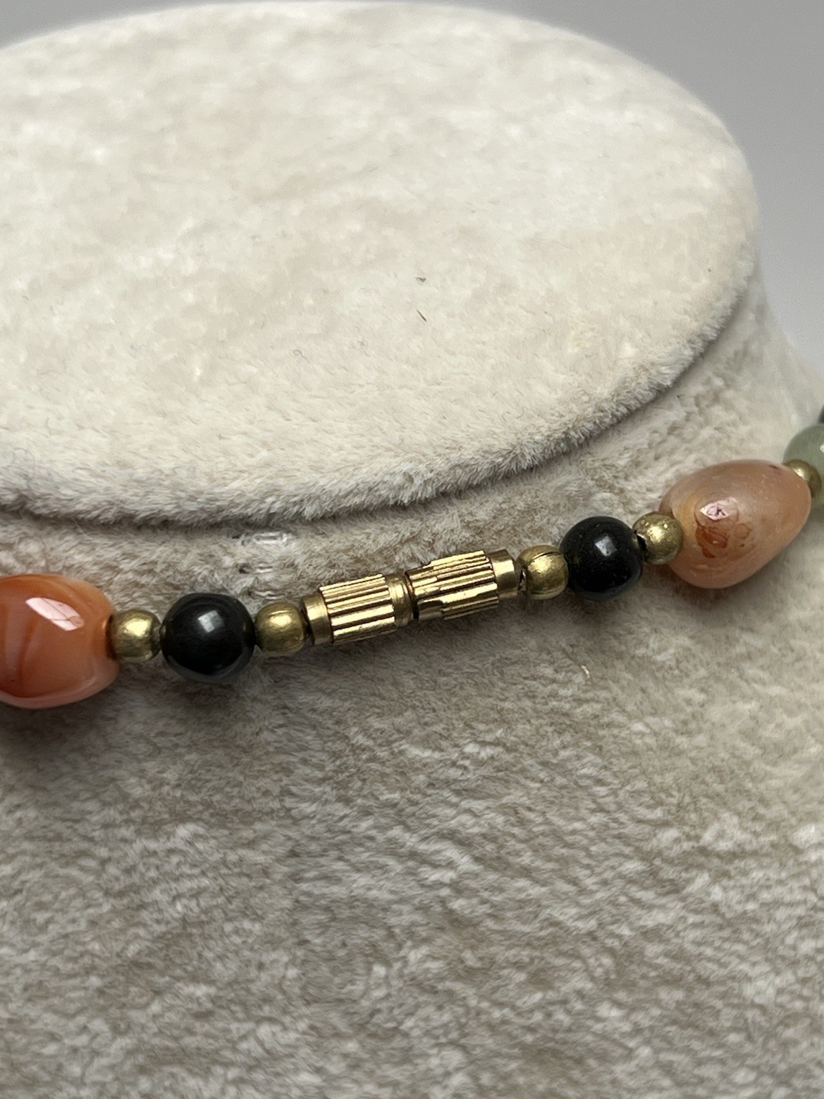 Vintage Agate Amethyst Chalcedony Beaded Necklace 31”