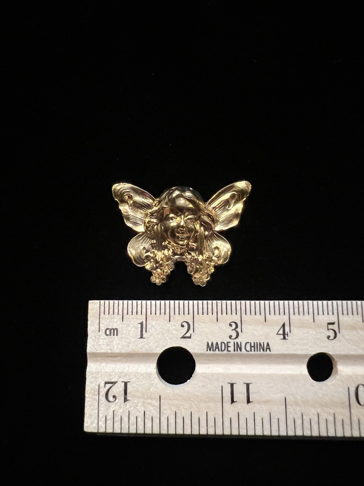 Vintage Brass Stamping Art Nouveau Design 22K Gold Plated for Jewelry/Crafting