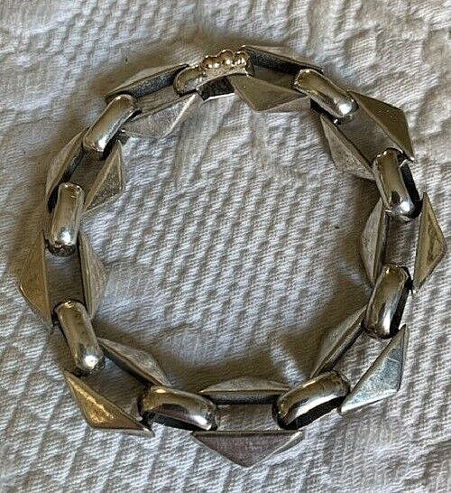 VINTAGE STERLING & GOLD FABULOUS HEAVY LINK BRACELET MAY BE NATIVE AMERICAN