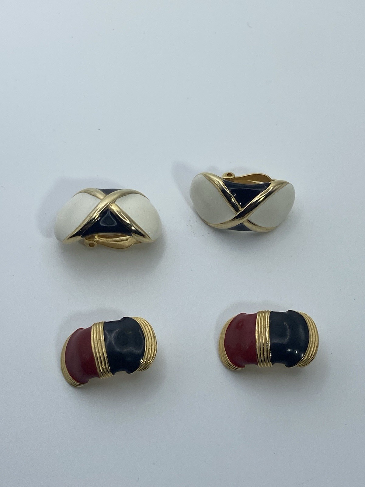 Gay Boyer Gold Tone Vintage Clip-On Earrings Set Of Two