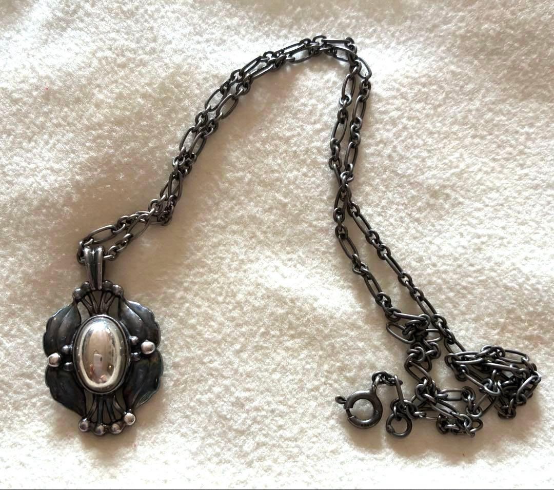 Georg Jensen Necklace 2000 Silver 925 Ear Pendant Classic Design 45cm
