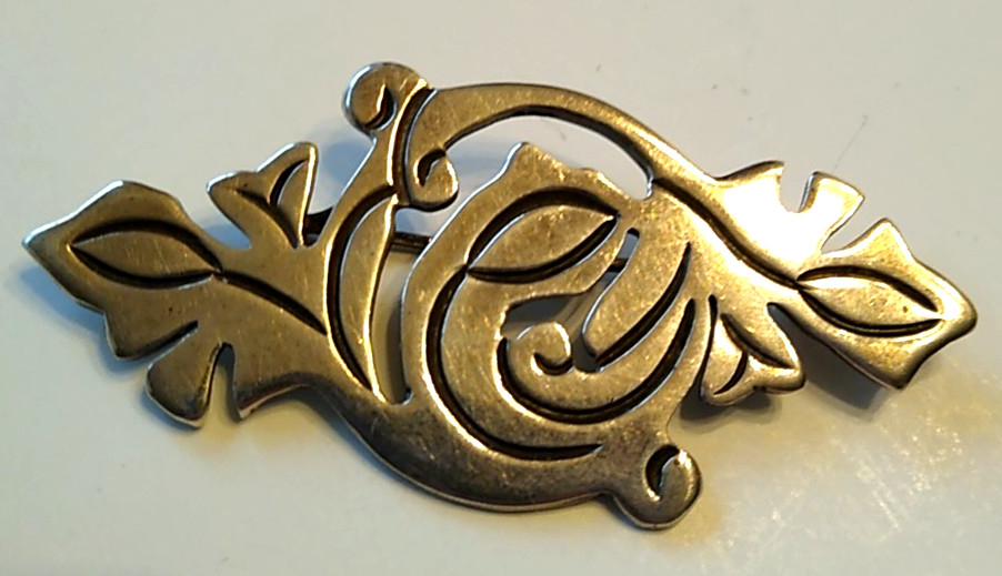 Vintage Taxco Sterling Silver 980 Leaf Brooch Pin Mexico Signed A