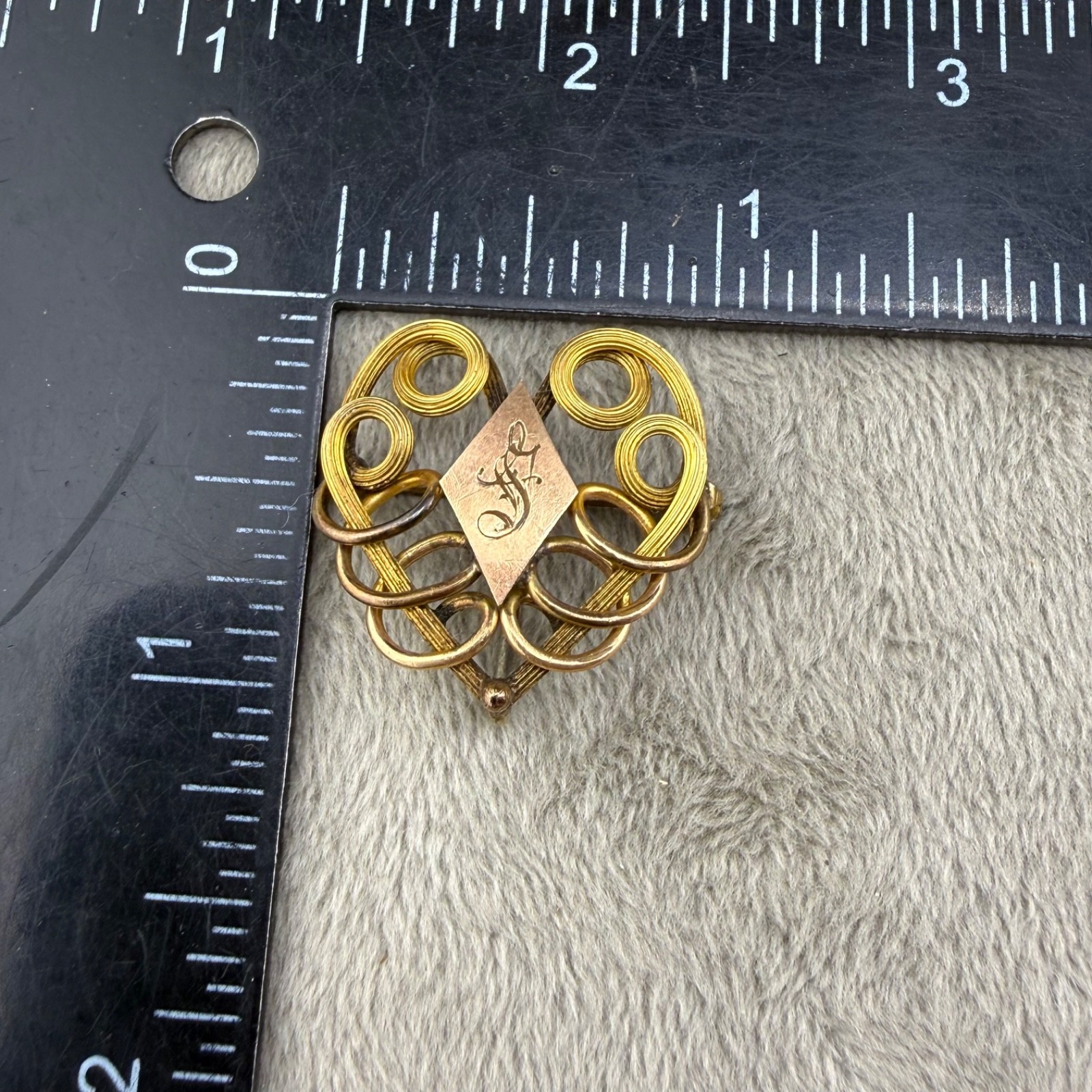 Vintage Art Nouveau Watch Pin Gold Filled Brooch Engraved