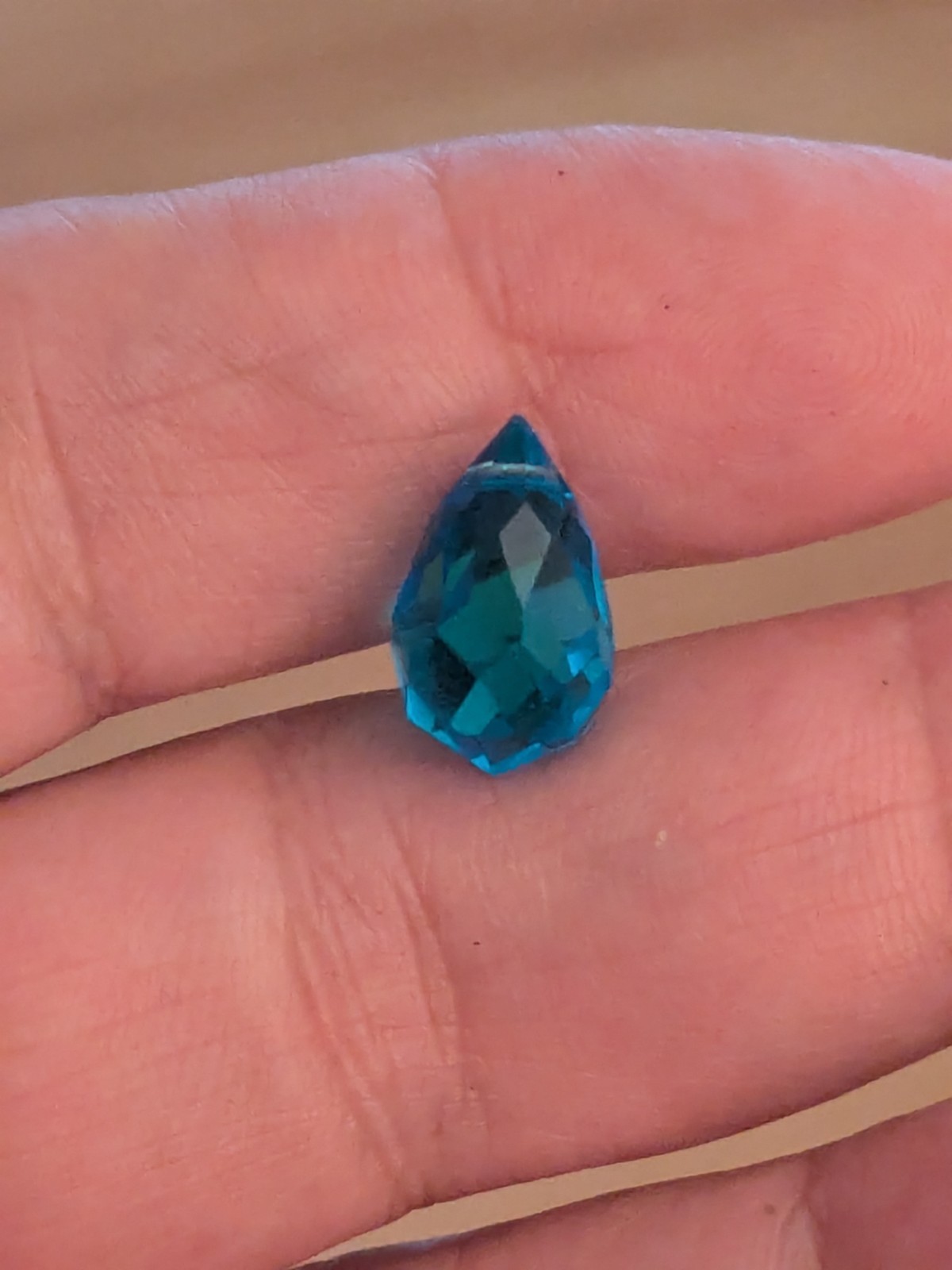 Antique Czech Blue Crystal Faceted Briolettes Drops Estate Find Art Deco