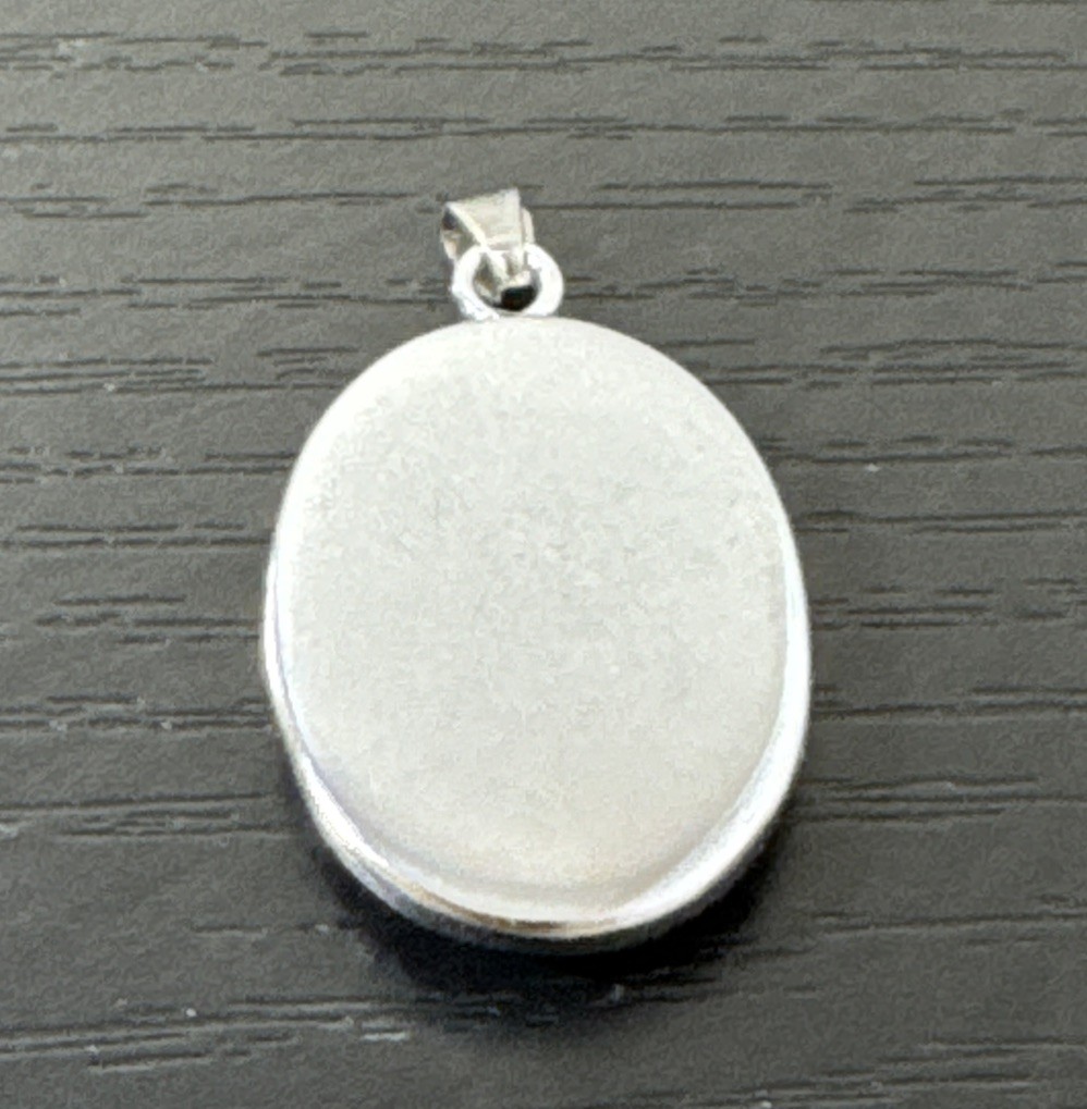 Vintage Floral Enamel Pendant Silver / Chrome Toned Finish