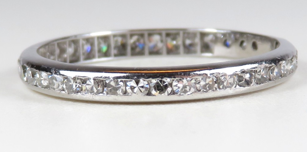 Antique Deco 1920’s Wedding Eternity Platinum Band Ring Size 10 UK-T1/2 EGL USA
