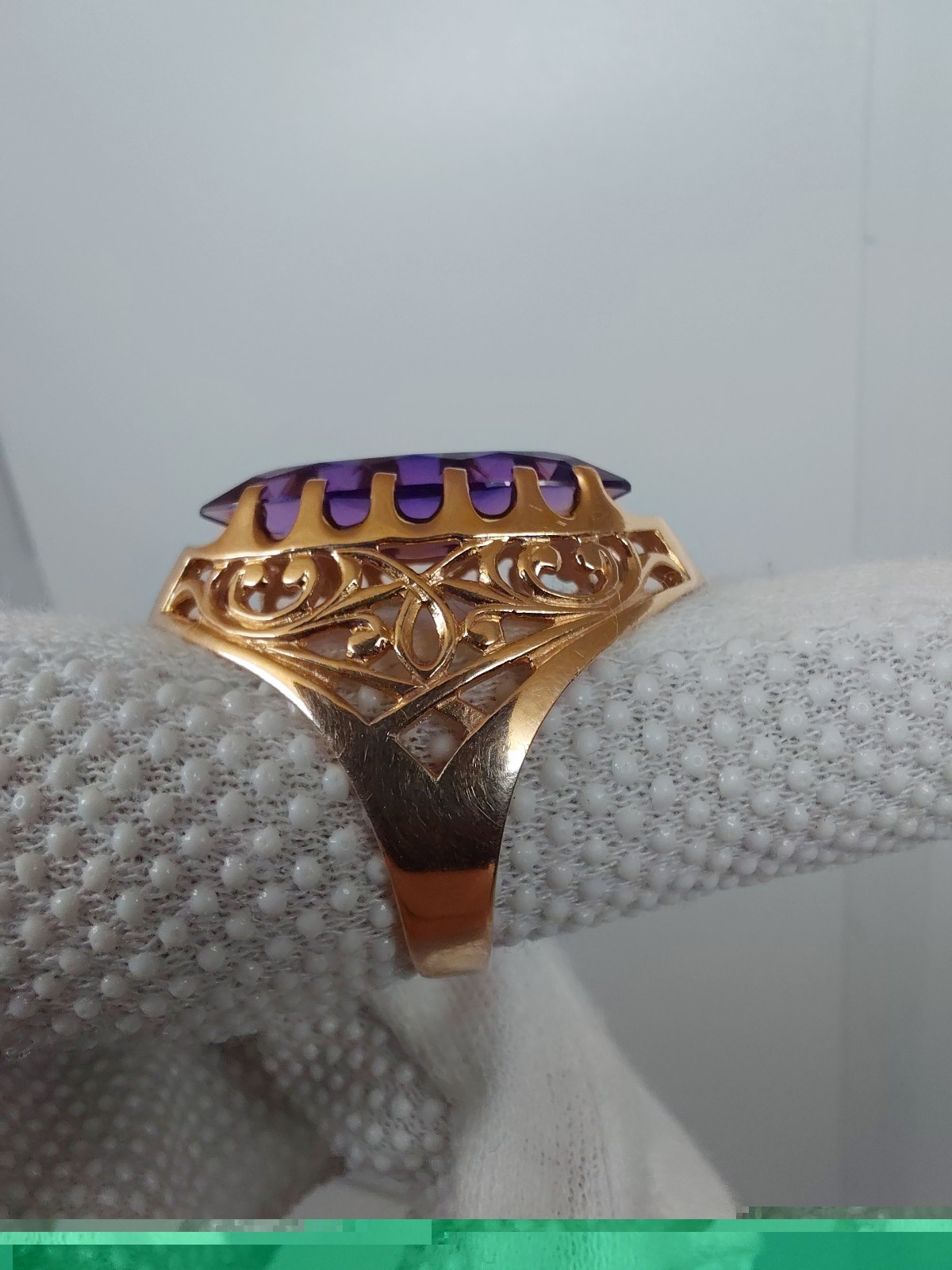 Vintage Soviet Solid Rose Gold Ring 14 K 583 Alexandrite Size 8.25
