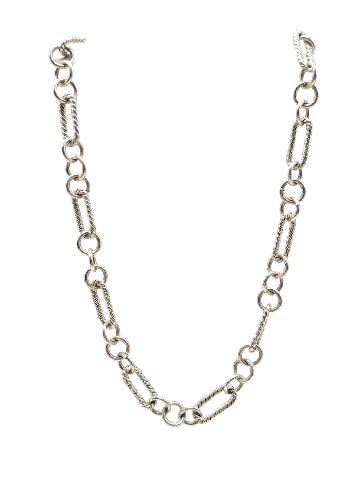 Esmor Link Chunky Chain Necklace Toggle Closure Silver Tone Vintage