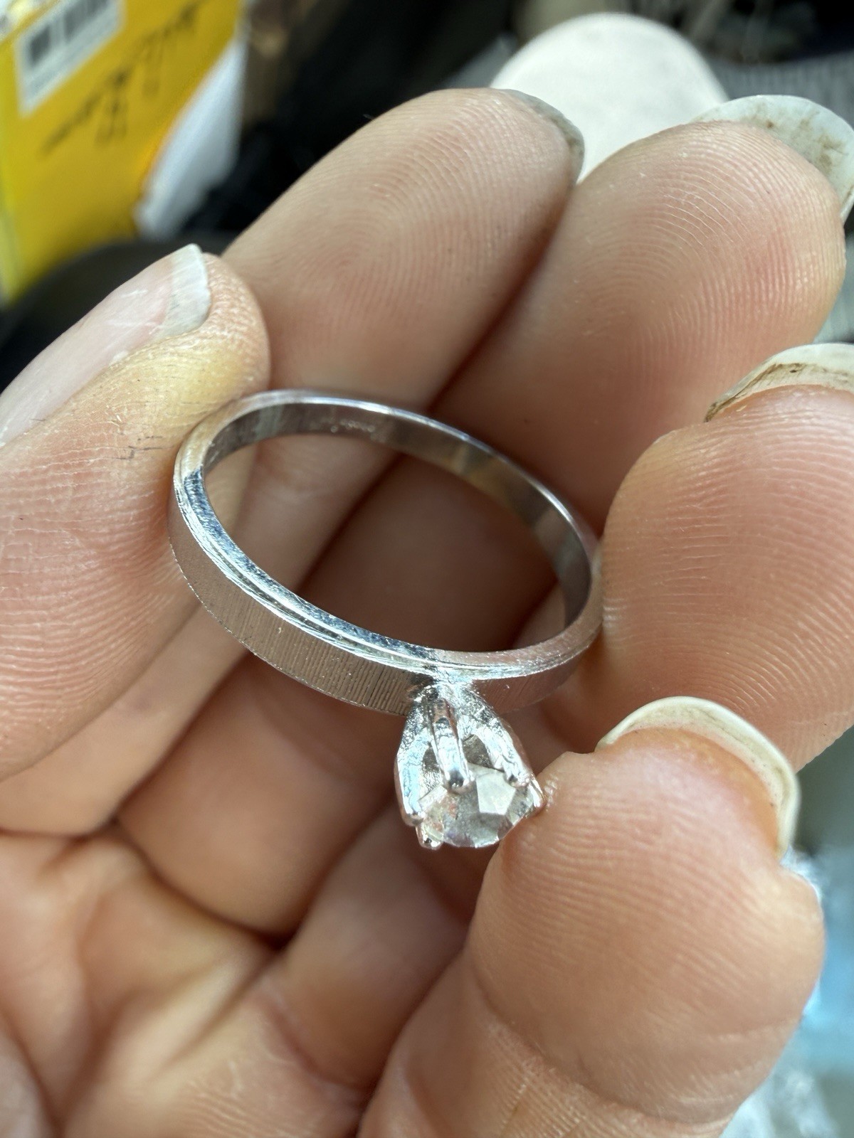 VINTAGE White Gold Engagement Ring UNCAS Karatclad 6-Prong Solitaire Ring SIZE 8