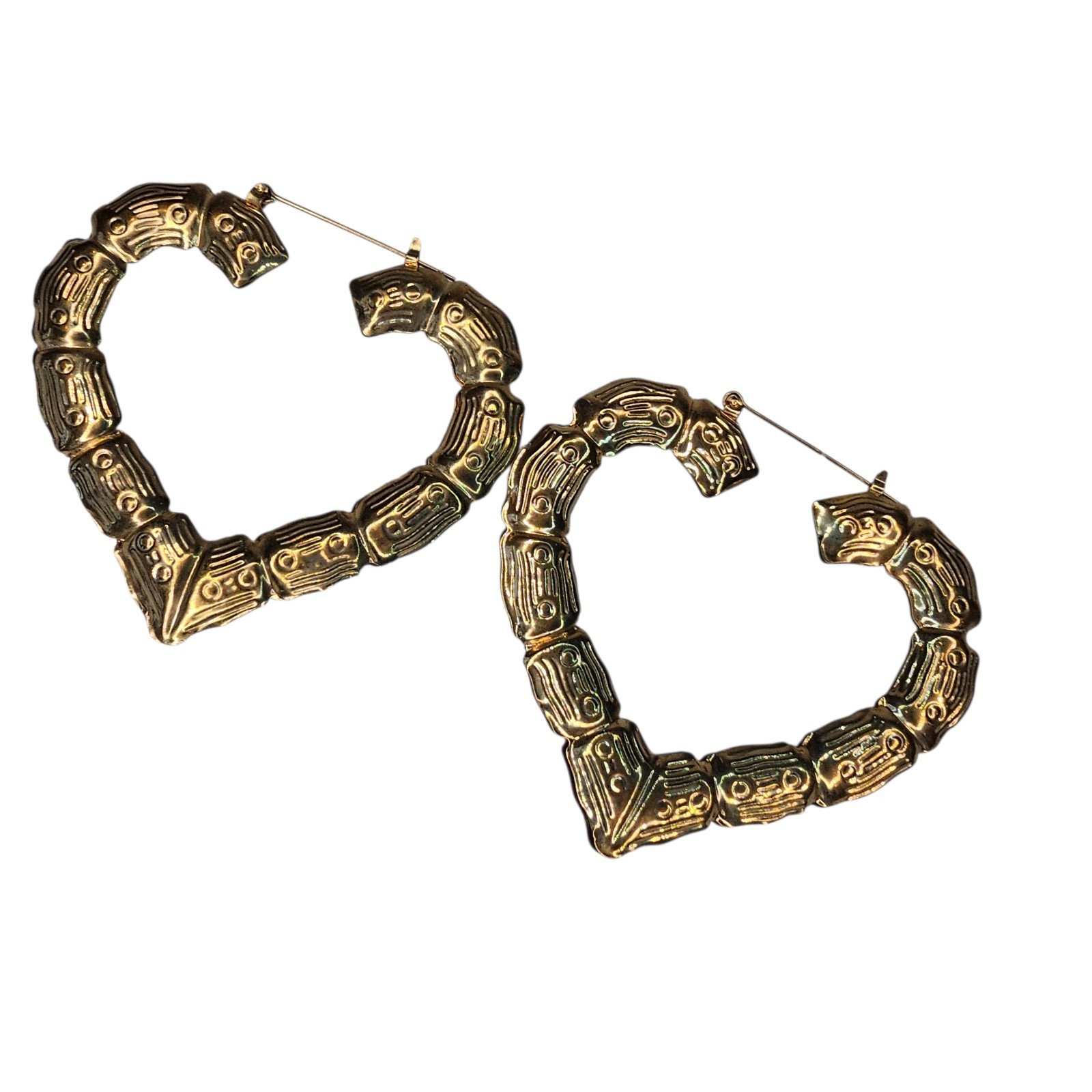 VTG Large Heart Hoop Statement Earrings Lightweight Hollow Gold Tone 2.75 Love
