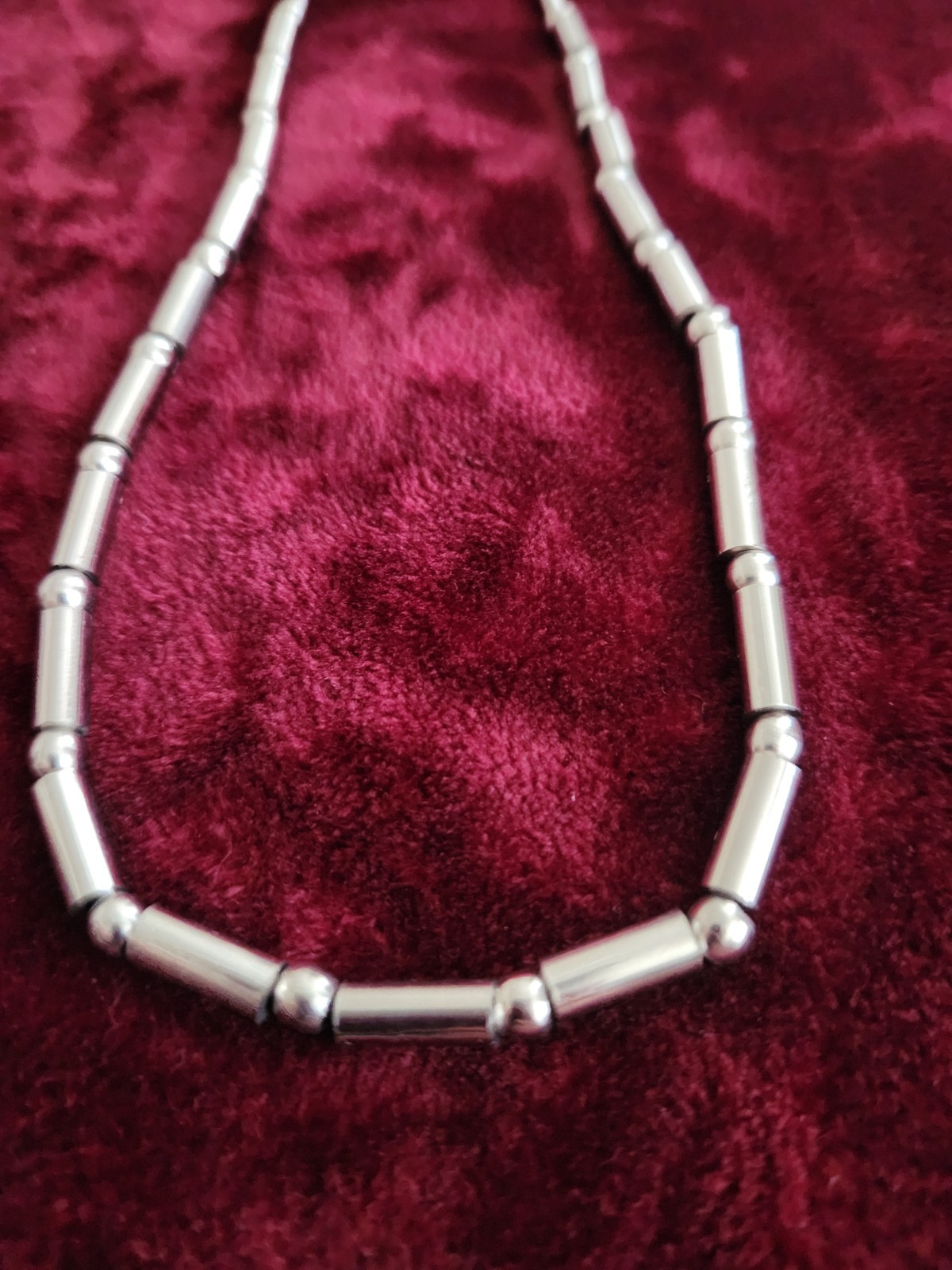 Vintage 90s Hot Topic Silver Tone Bar and Ball Beaded Necklace
