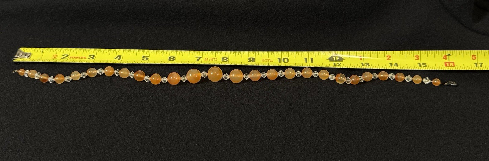 Vintage Orange Carnelian & Crystal Bead Choker Necklace Sterling Clasp Graduated