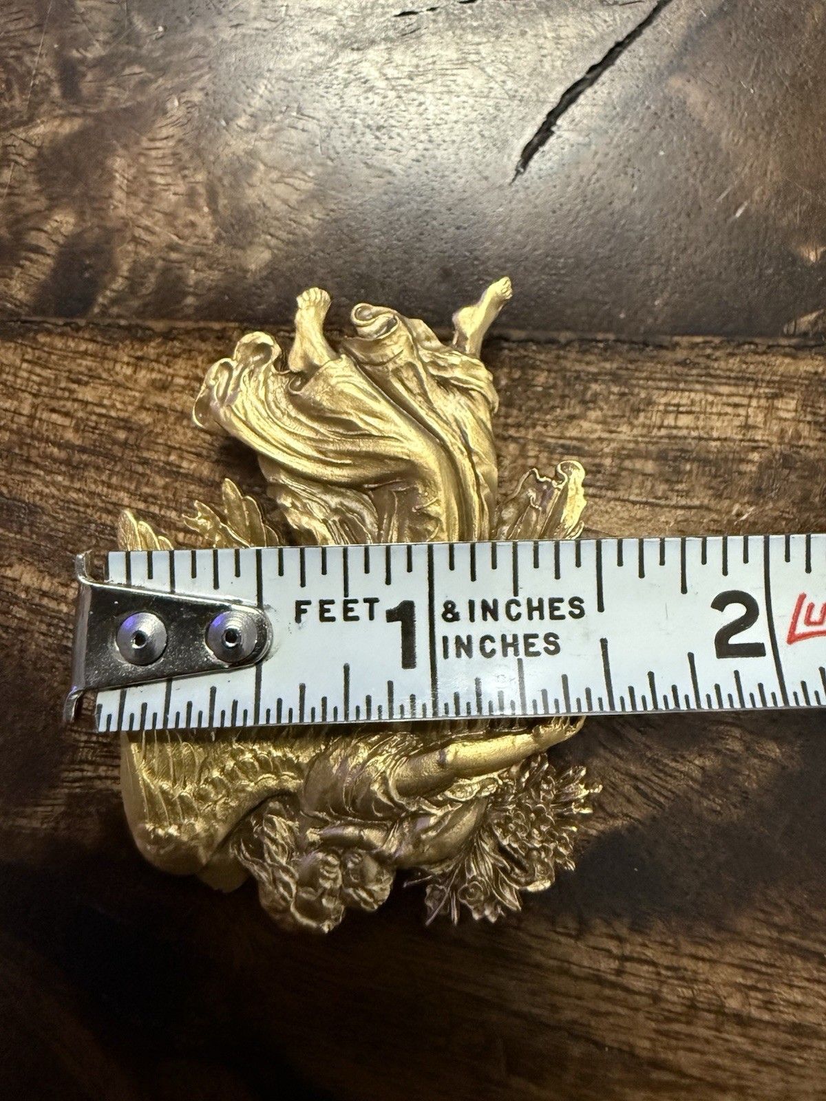 Beautiful Vintage SPNEA Gold Tone Detailed Guardian Angel with Child Pin Brooch