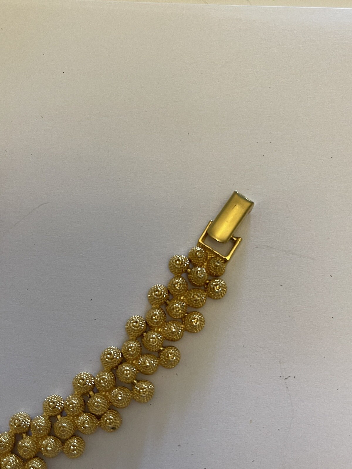 Vintage Goldtone Granulated 1/2” Wide 8” Long Bracelet & Match Drop Earrings 1.5