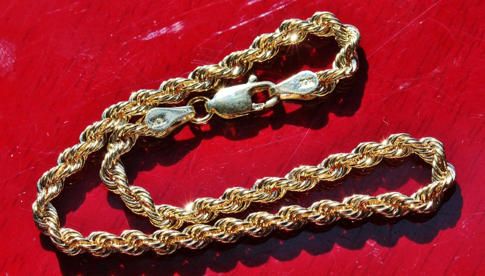 10k yellow gold bracelet 7.0″ rope chain vintage 1.6gr