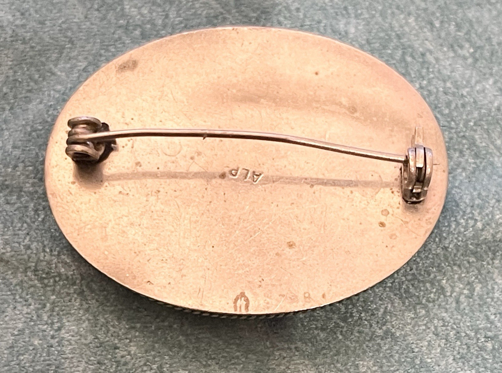 Vintage ALP Italy Micro Mosaic Floral Bouquet Design Brooch Pin Oval 1 5/8″☚☚☚💐