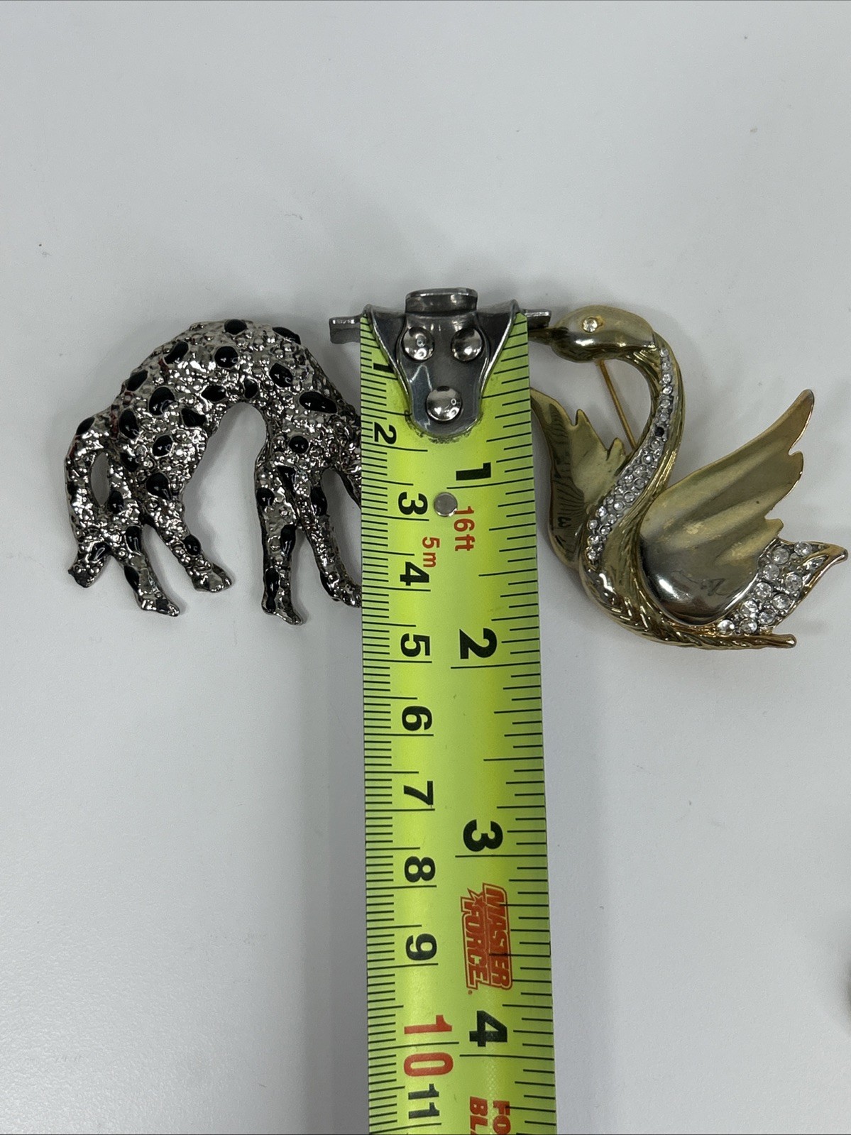 Brooch Pin Lot Swan Cat Leopard Wheelbarrow Flower Rhinestone Golden Silver READ