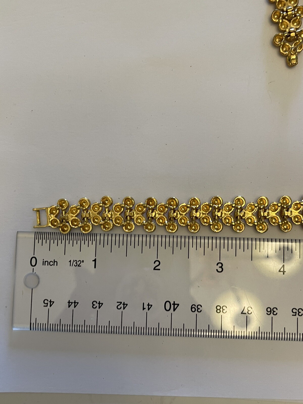 Vintage Goldtone Granulated 1/2” Wide 8” Long Bracelet & Match Drop Earrings 1.5