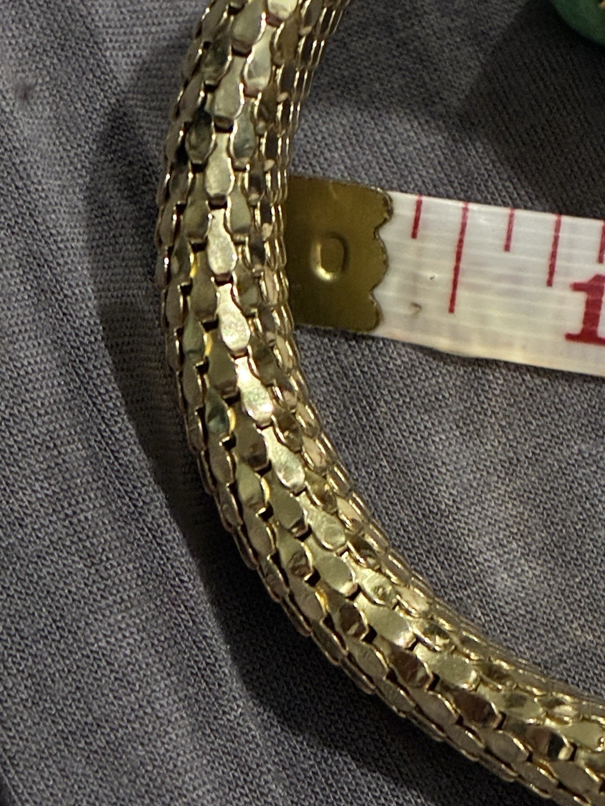 Vintage Whiting & Davis Mesh Snake Wrap Bracelet Green Peking Glass Cabachon